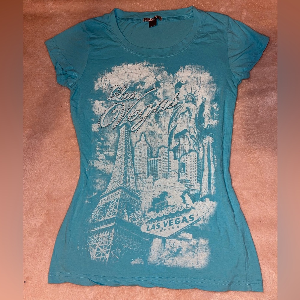 Las Vegas blue Rosio rhinestone shirt